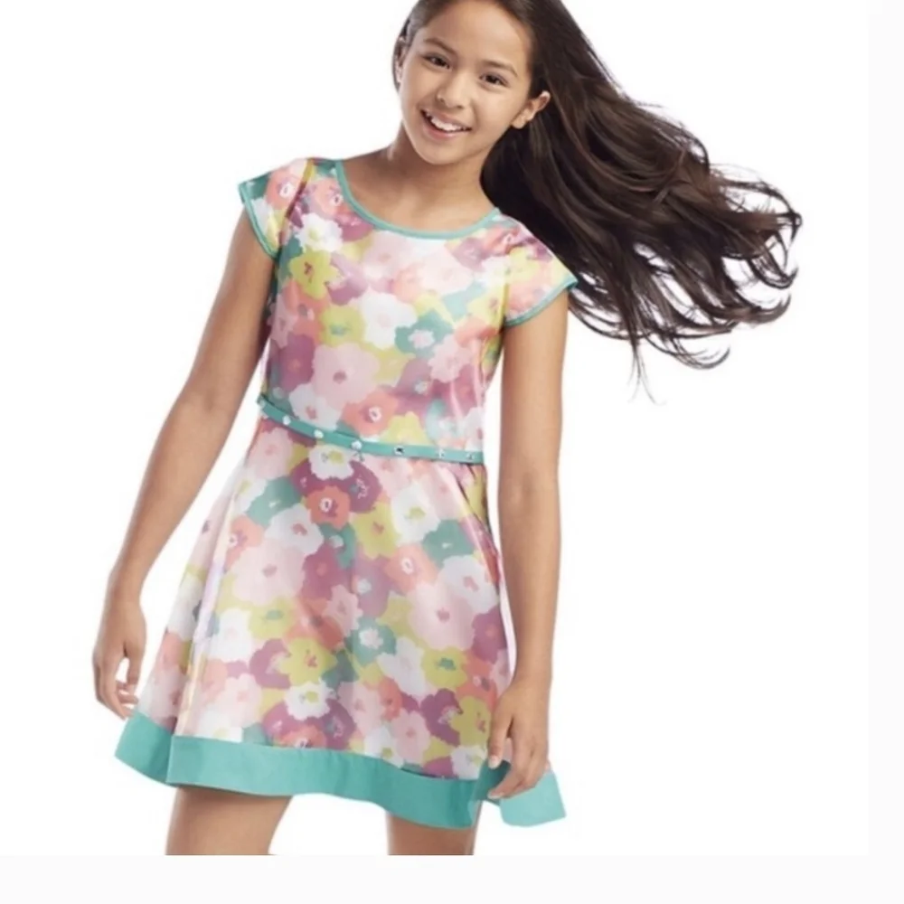 American Girl Pink and Orange Flutter Sleeve Sundress